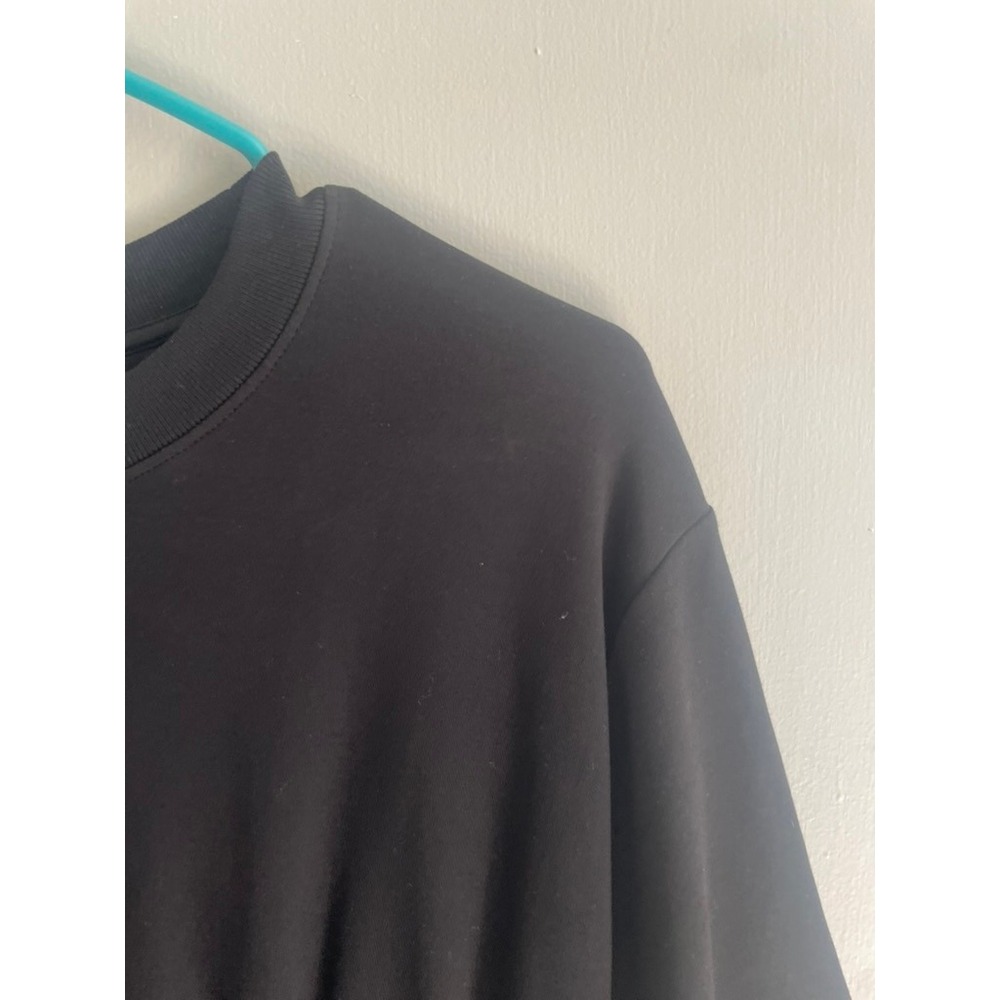 COS Black Pleated Waist Cotton Jersey Midi T-Shirt Dress Size L Short Sleeve - Picture 5 of 12